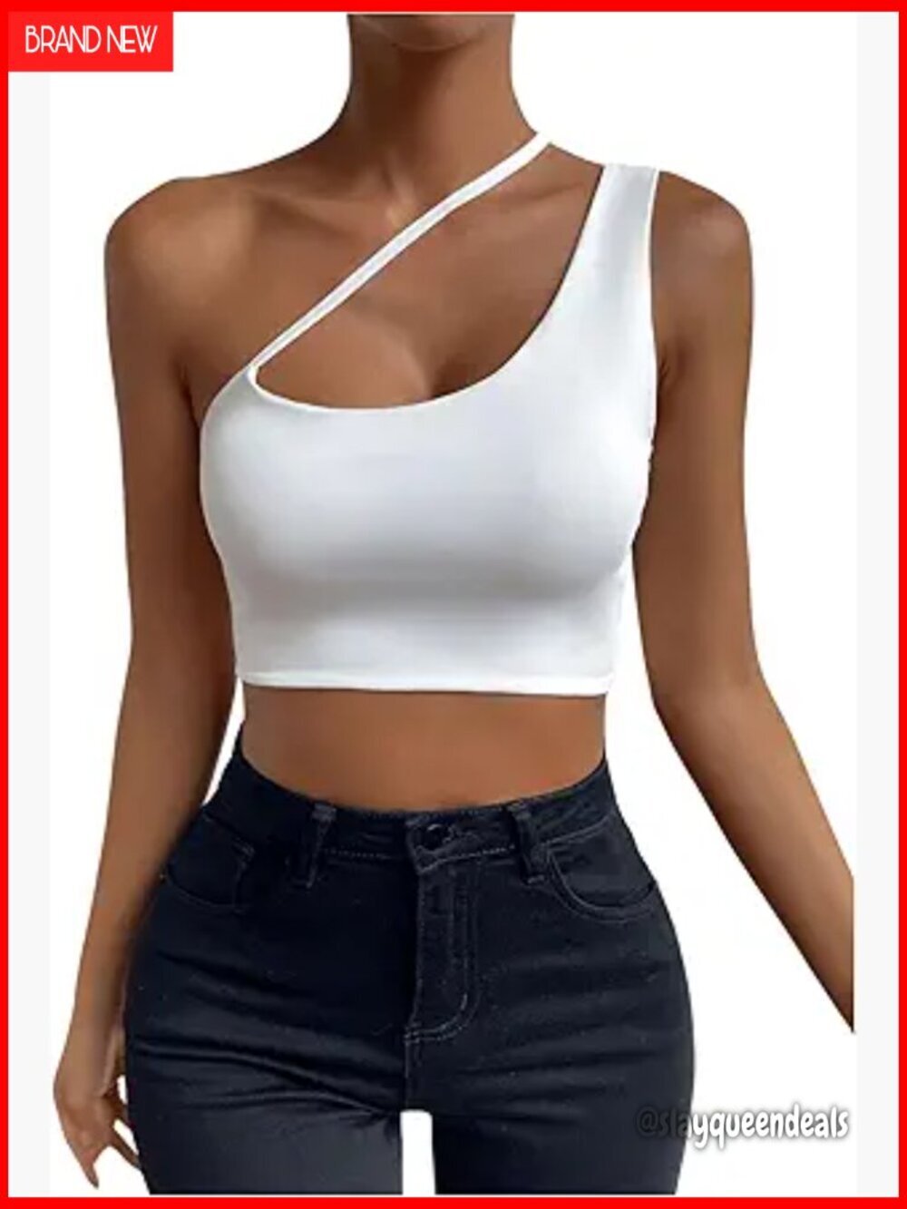 Slim Fit Crop Tank Top One Shoulder Cut Out Sleeveless Lightweight
